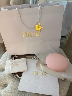 Dior Pink Round Silicone Case with Embossed CD, Big and small Dior bags, 3 cards